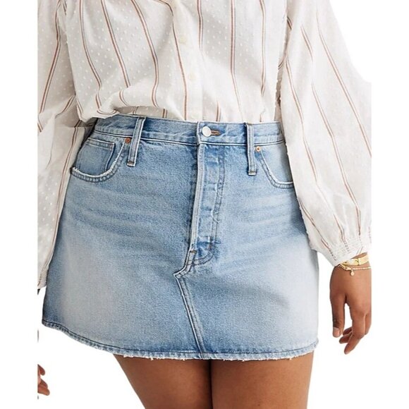 Madewell Rigid Denim Relaxed Mini Skirt in Northdale Wash Size 27 - Picture 1 of 6